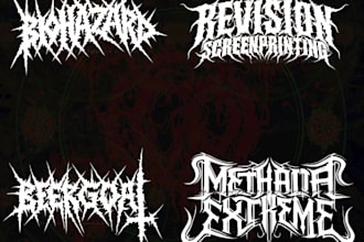 draw metal, brutal, death metal logo for your band, brand