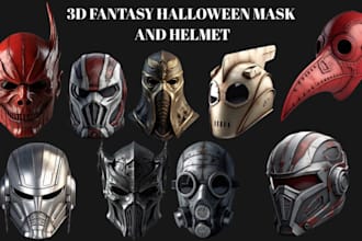 3d custom mask, halloween masks, cosplay helmet, fantasy mask for 3d printing