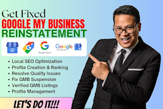 setup, reinstate suspended gmb and do google my business profile verification