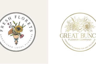 design hand drawn botanical boho and floral logo
