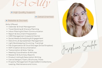 be your reliable virtual assistant for admin, data entry, and support tasks