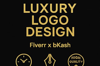 design a luxury and elegant logo with gold and premium style
