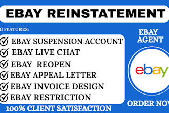 ebay reinstatement, suspended account, live chart, appeal letter, ebay reopen