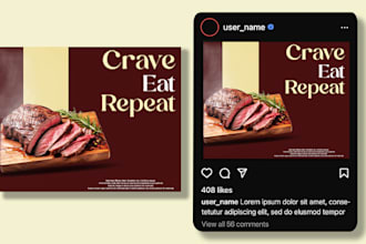 do flyer, online post, instagram ads and food menu design