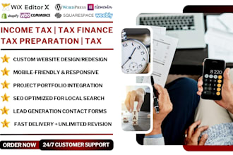 design income tax website, tax preparation tax finance website, tax landing page