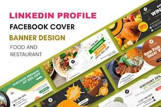 do market linkedin profile, banner editable facebook and food cover design