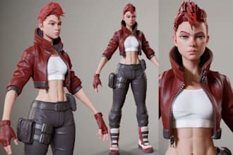 do 3d game stylized character model 3d low poly character game assets in blender