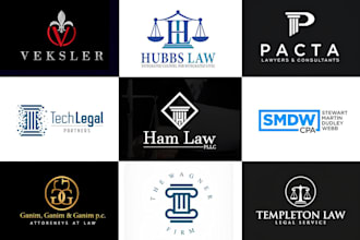 create a custom law firm attorney lawyer legal justice or law office logo