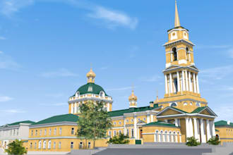 buildup 3d place of worship,render conference hall,community building,3d lightin
