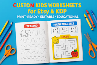 create educational kids worksheets, workbooks, course printables for your etsy