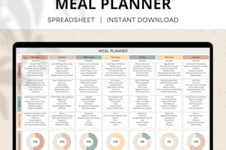 create custom excel meal planner templates for fitness coach,etsy