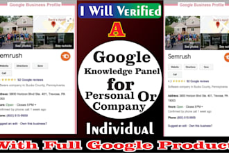 create google knowledge panel categori, accepted for person, company or business
