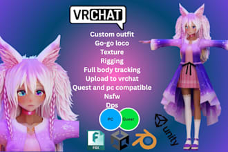 do vrchat avatar, vrc character, vr avatar, 3d model, vtuber model, anime model