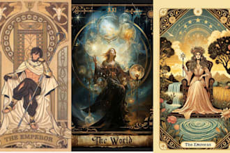 design unique tarot cards, oracle decks, and dark art card game illustrations