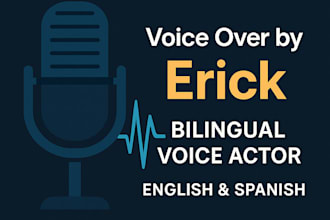 record a professional male voice over in english,spanish 4 audiobook,videogames