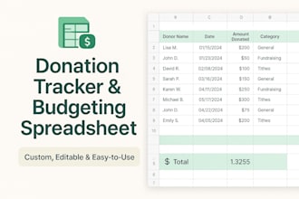 create donation spreadsheet, create donation,  tracker, budgeting spreadsheet