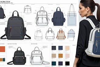 design backpack tech pack ready for the factory fashion design bag tech pack pro