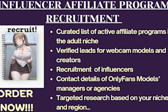 find influencer affiliate program recruitment adult web model onlyfans agency