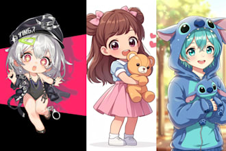 draw cute anime chibi characters, chibi art, and pngtuber models
