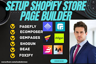 setup shopify store page builder pagefly ecomposer gempages shogun beae foxify