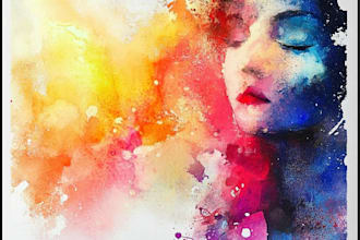 design abstract or watercolor canvas wall art in my style