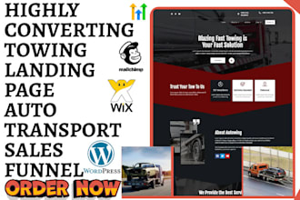 design towing landing page auto transport road assistance website towing funnel