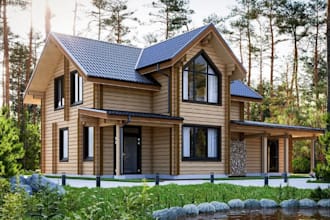 model photorealistic 3d forest house,3d rendering,3d exterior visualization, cgi