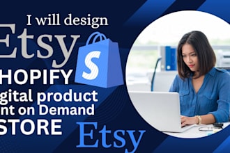 setup shopify etsy digiatal product SEO printify etsy digital product printful
