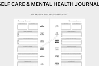 design self help journal,mental health journal,ebook writer