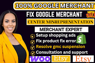 fix google merchant center misrespresentation, gmc suspension and shopping ads