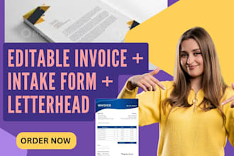 design custom invoice, intake form, and business letterhead templates