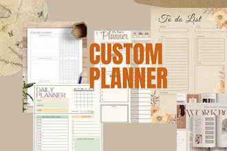 design custom printable editable planner workbook worksheet journal on canva kdp