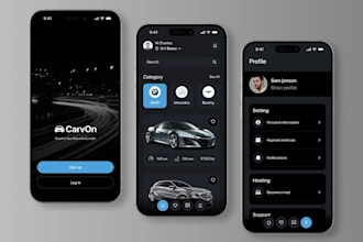 build car rental app, car marketplace app, car booking app, limousine rental app