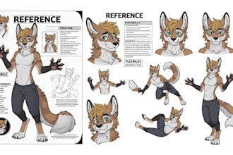 draw furry reference sheet custom fursona character design furry art commission