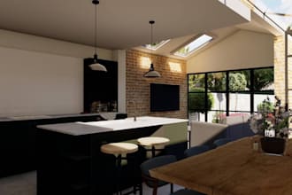 model render 3d kitchen remodel cabinet bath interior design 2d floorplan