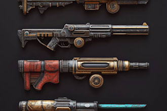create a 3d weapon illustration