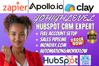 monday project setup crm hubspot workflow automation clay com zapier appollo io