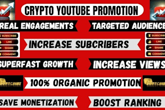 do targeted youtube growth for cypto project, ico, web3, memecoin promotion