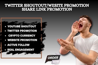 twitter shoutout organic website promotion sharelink to usa nft yt crypto user