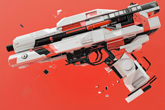 draw quality weapon concept art for gaming and more
