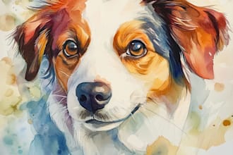 create a custom watercolor pet portrait or pet painting