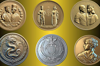 3d coin model cnc engraved custom coin sculpting 3d printable coin 3d printing