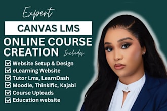 create online course on canvas lms thinkific kajabi elearning website design