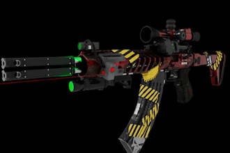 convert 2d gun to 3d gun,digital gun,blender,3d weapons,fivem gun,texture,