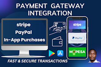 integrate stripe, paypal, mpesa, flutterwave, pesapal, revenuecat website, app