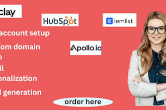 set up clay com instantly and hubspot for marketing automation and CRM