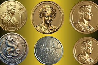 3d coin model printable coin cnc engraved military coin badge 3d printing  cnc