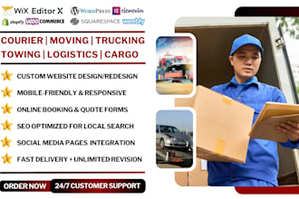 design courier website, cargo, moving, towing, trucking, logistics website