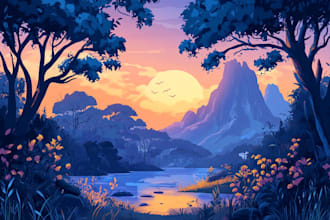 make a landscape illustrations and scenery