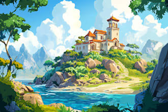 make amazing landscape and character illustration for you